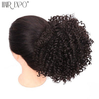 8inch Short Kinky Curly Synthetic Hair Bun Drawstring Ponytail Afro Puff Chignon Hair Pieces for Women Updo Clip Hair Extension