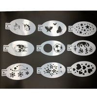 Face Painting Stencils Pro Body Art Template Dots Fish Scale Leopard Print Bricks Angel Rainbow Prastice Makeup 9 Pcs  14*7.5cm