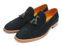 Paul Parkman Men's Tassel Loafer Green Suede Shoes (ID#087-GREEN)