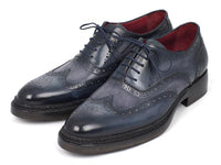 Paul Parkman Men's Triple Leather Sole Wingtip Brogues Blue (ID#027-TRP-BLU)