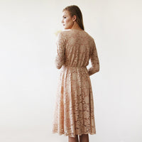 BLUSHFASHION - Original Pink Lace Long Sleeve Short Dress  #1161