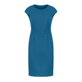 CONQUISTA FASHION - Original Fitted Petrol Blue Dress With Cap Sleeves