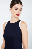 CONQUISTA FASHION - Original Navy Blue Sleeveless Dress With Contrast Detail