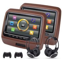 2x 9 Inch 1080P All Format Car Monitor Touch Screen Car Headrest DVD Video Player Built-In Speaker MKV DVD MP4 USB SD 8 Bit Game