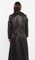 FADCLOSET - Original Ladies 3 Button Matrix Black Full Length Leather Coat