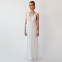 BLUSHFASHION - Original Ivory Floral Lace Maxi Wedding Dress #1222