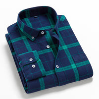 2022 New Mens Plaid Shirt 100% Cotton High Quality Mens Business Casual Long Sleeve Shirt Male Social Dress Shirts Flannel 4XL