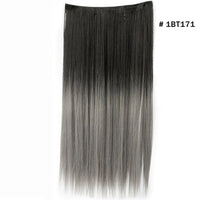 Original Synthetic Clip in Hair Extension Ombre Bayalage Long Straight Flase Hair Pieces for Women 24" 5clips One Piece 3/4 Head