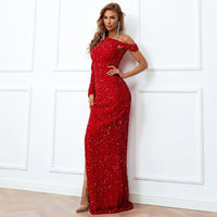 EVELYN BELLUCI - Original Fiona Red One Shoulder Gown
