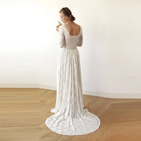 BLUSHFASHION - Original Square Neckline Wedding Train Dress