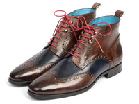 Paul Parkman Wingtip Ankle Boots Dual Tone Brown & Blue (ID#777-BRW-BLU)