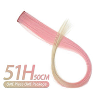 Pageup Rainbow Hair Extension Clip One Piece Synthetic Fake Colored Hair Pieces Pink Long 20" False Clip in Hair Extensions