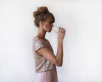 BLUSHFASHION - Original Glamorous Sparkling Pink Sequin Bolero  #2009