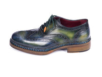 Paul Parkman Triple Leather Sole Wingtip Brogues Green & Blue (ID#0225TRP-GRN)