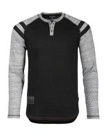 ZIMEGO Men's Long Sleeve Athletic Stripes Arm Contrast Raglan Henley - ZGLS555