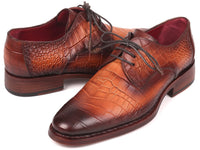 Paul Parkman Brown Crocodile Embossed Calfskin Goodyear Welted Derby Shoes (ID#5286BRW)