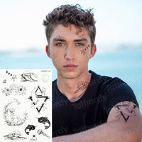 New Hot Halloween Bull Head Face Sticker Neck Hand Back Body Paint Temporary Tattoo Sticker Sword Letter Tatoo Large Cool Design