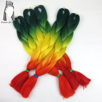 Desire for Hair 10packs Per Lot 24inch 100g Heat Resistant Synthetic Ombre Jumbo Braiding Box Hair Red Yellow Blue Green 4 Tone