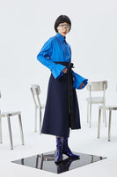 MARIGOLDSHADOWS - Original Kokone Pleated Asymmetrical Skirt - Navy Blue