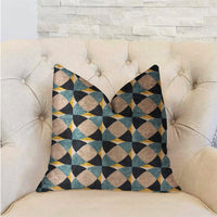 Shape Reflections Blue and Beige Luxury Throw Pillow