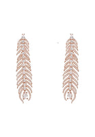 PEACOCK - Original Feather Elongated Drop Earrings Rosegold