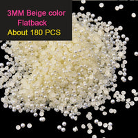 2mm/3mm/4mm/5mm/6mm ABS Imitation Pearls Half Round Flatback Beads Beige Nail Art DIY Decoration Makeup Tools