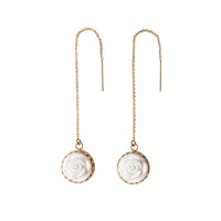 POPORCELAIN - Original Porcelain Rose With Pearl Gold-Filled Chain Earrings