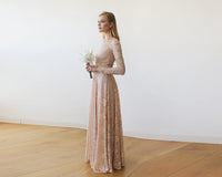 BLUSHFASHION - Original Round Neckline Pink Lace Dress #1147