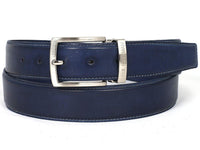 PAUL PARKMAN Men's Leather Belt Hand-Painted Navy (ID#B01-NVY)