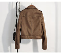 LUXURY AND ME - Original Slim Suede  Biker Jacket PU Coat