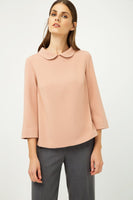 CONQUISTA FASHION - Original Bell Sleeve Peach Top With Peter Pan Collar