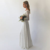 BLUSHFASHION - Original Bestseller Long Sleeves Boat Neckline Modest Wedding Dress #1297