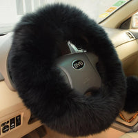 KAWOSEN - Original Winter Warm Australian Wool Steering Wheel Cover for 14.96" X 14.96" Steeling Wheel in Diameter 38cm WSWC01