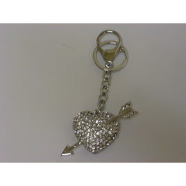 Key holder with heart shaped arrow with rhinestones