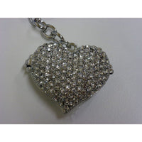 Keyring heart-shaped with rhinestones - With interior mirror