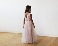 BLUSHFASHION - Original Tulle and Lace Sleeveless Pink Flower Girls Gown #5046