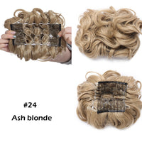 S-Noilite Synthetic LARGE Comb Clip in Curly Hair Extension Chignon Hair Pieces Women Updo Cover Hairpiece Extension Hair Bun