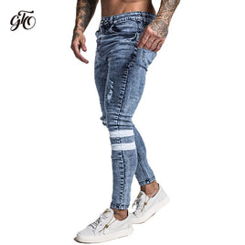 GINGTTO - Original Slim Fit Jeans Men Blue Denim Pants Male Hip Hop Mens Trousers Clothing Stretch High Waist Fashion Jean Hot Sale Zm49