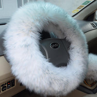 KAWOSEN - Original Winter Warm Australian Wool Steering Wheel Cover for 14.96" X 14.96" Steeling Wheel in Diameter 38cm WSWC01