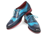 Paul Parkman Men's Two Tone Wingtip Oxfords Blue & Turquoise (ID#27TQ88)