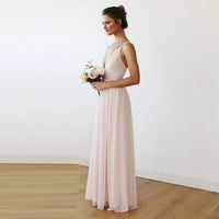 BLUSHFASHION - Original Light Pink Maxi Dress With Adjustable Straps   #1170