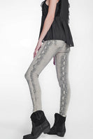 Q2 - Original Beige Super Skinny Reversible Pants With Snake Print