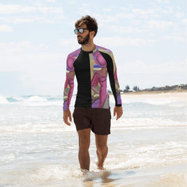 Men's Rash Guard Men's Long Sleeve Surfer T-Shirt Gold Beige Purple Fashion Graphic Designs Sharon Tatem Fashions