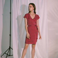 AKOSEE - Original Pragma Wrap Dress in Claret