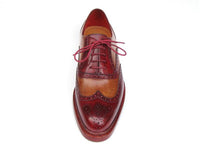 Paul Parkman Men's Triple Leather Sole Wingtip Brogues Bordeaux & Camel (ID#027-TRP-CMLBRD)