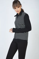 CONQUISTA FASHION - Original Long Sleeve Cardigan in Striped Knit Fabric