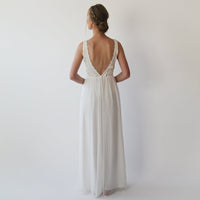 BLUSHFASHION - Original Ivory Floral Lace Maxi Wedding Dress #1222