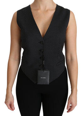 Camicetta Gilet Gilet A Pois Nero Top-IT42/M