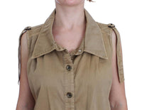 Camicia senza maniche in cotone beige-IT42/S