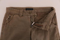 Pantaloni slim fit casual in cotone marrone-IT38/XS